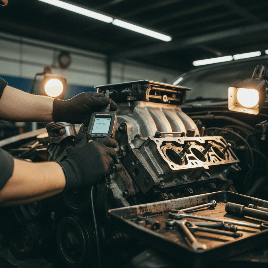 GearHaven mechanic performing an oil change at a Brooklyn driveway